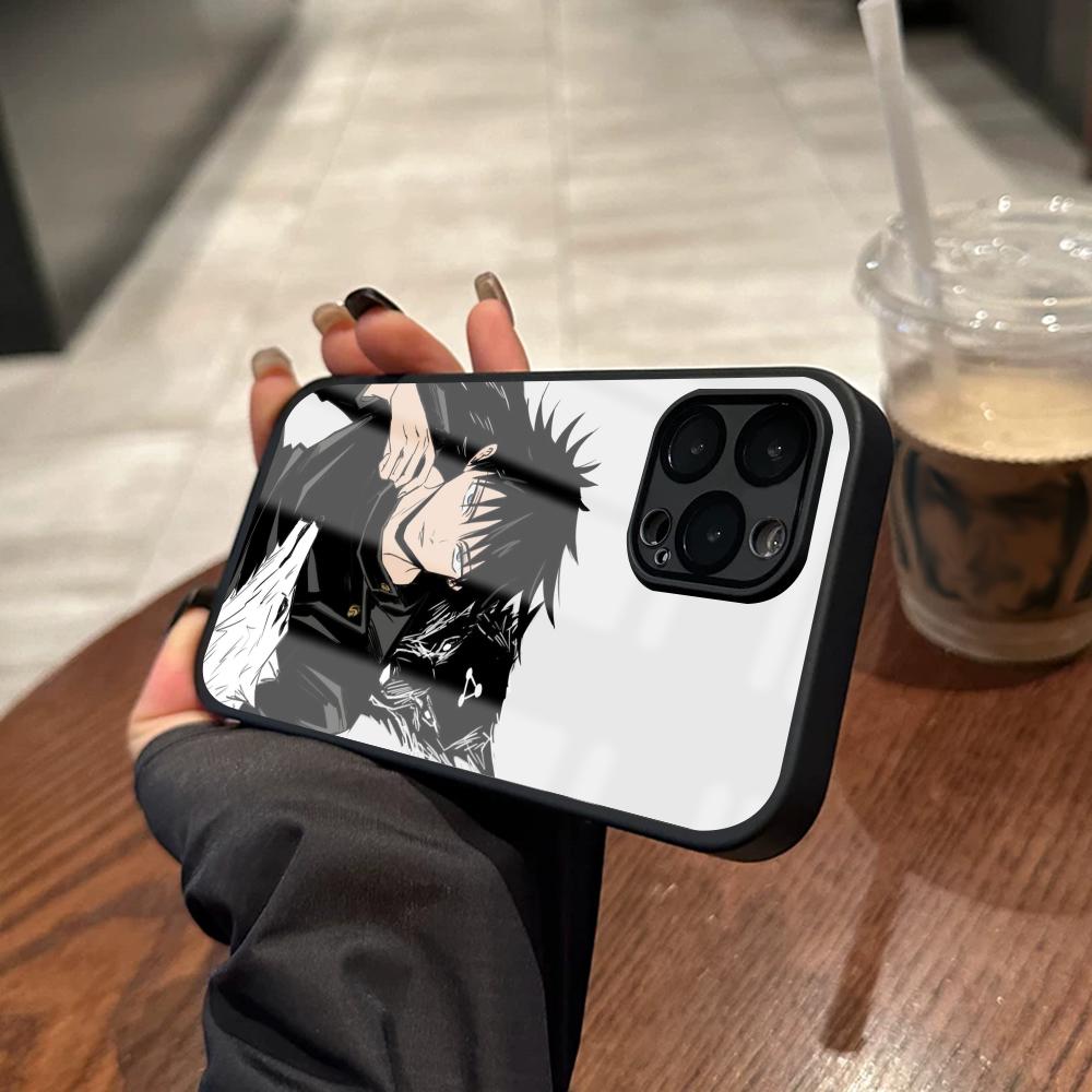 Phone Cases Jujutsu Kaisen - 『呪術廻戦』の伏黒恵をモチーフにしたiPhone 18、17、16、15、14、13、12、X、XR、XS、8 Plus、Mini、Pro Max対応のガラス製マグネット式スマホケース。