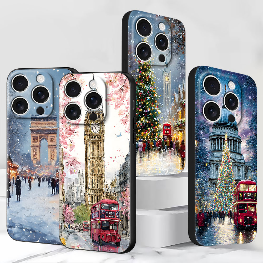 Phone Cases London - 冬のクリスマスをロンドンで体験できるiPhoneケース（iPhone 15、17 Air、14、11、13、12 Mini、16 Pro Max、XR、16e、XS、7、8、6s