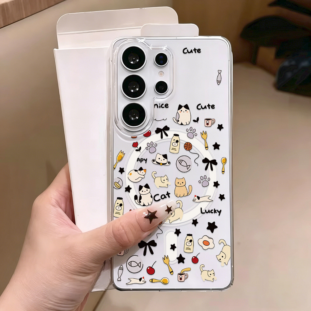 可愛い猫柄マグネット式スマホケース Samsung S26  - Phone Cases Galaxy A16 5G のレビューと価格
