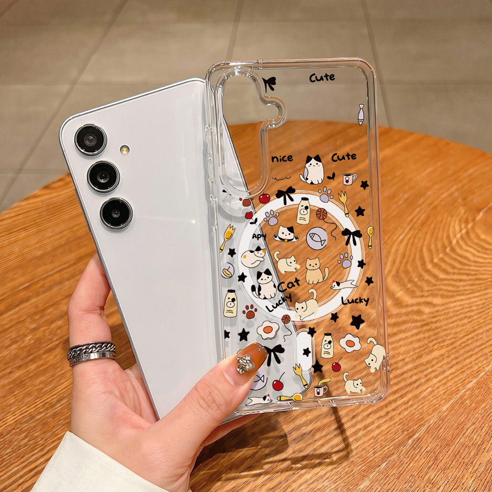 可愛い猫柄マグネット式スマホケース Samsung S26  - Phone Cases Galaxy A16 5G のレビューと価格