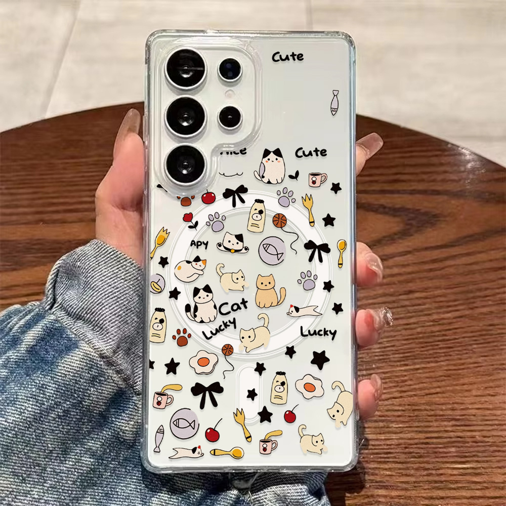 可愛い猫柄マグネット式スマホケース Samsung S26  - Phone Cases Galaxy A16 5G のレビューと価格