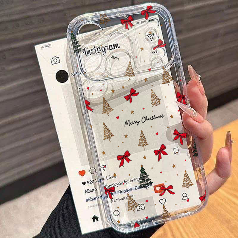 赤いリボンが付いたクリスマスデザインの透明耐衝撃スマホケース - Phone Cases Xr Iphone のレビューと価格
