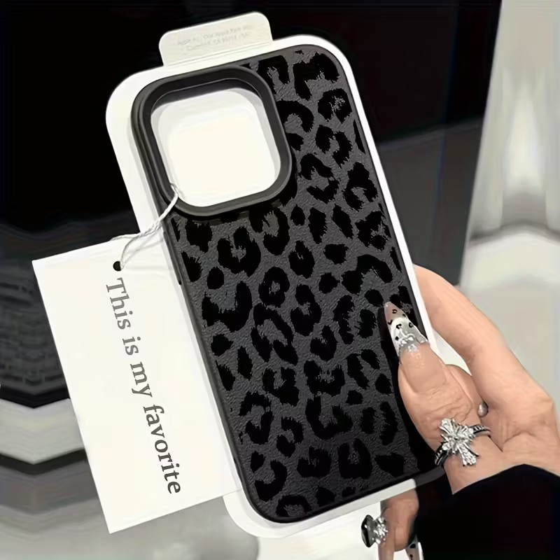 耐衝撃ブラックレオパードライチテクスチャソフトフォンケース  - Phone Cases Xr Iphone のレビューと価格